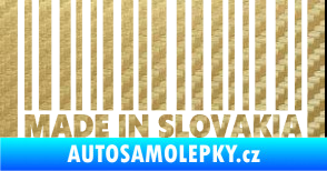 Samolepka Made in Slovakia čárový kód 3D karbon zlatý
