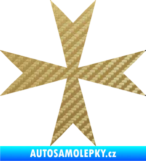 Samolepka Maltézský kříž 002 3D karbon zlatý