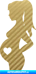 Samolepka Maminka v autě 003 levá těhulka 3D karbon zlatý