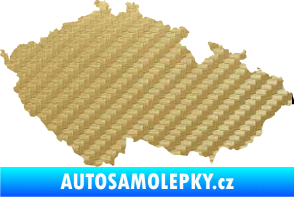 Samolepka Mapa České republiky 001  3D karbon zlatý