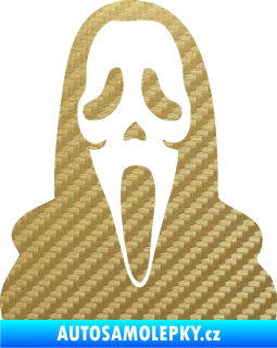Samolepka Maska 001 scream 3D karbon zlatý