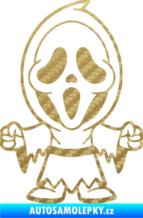 Samolepka Maska 002 pravá vřískot 3D karbon zlatý