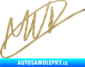 Samolepka Max Verstapen podpis 3D karbon zlatý