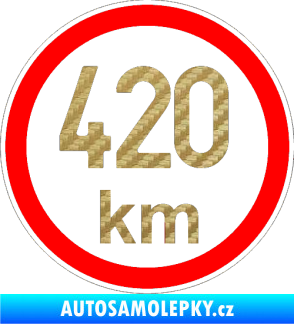 Samolepka Maximální rychlost 420km - nejvyšší konstrukční rychlost 3D karbon zlatý