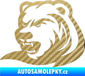 Samolepka Medvěd 001 levá 3D karbon zlatý