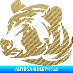 Samolepka Medvěd 007 levá hlava 3D karbon zlatý