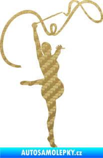 Samolepka Moderní gymnastika 003 pravá gymnastka se stuhou 3D karbon zlatý