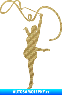 Samolepka Moderní gymnastika 003 levá gymnastka se stuhou 3D karbon zlatý