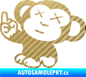 Samolepka Monkey Fuck Off JDM levá 3D karbon zlatý