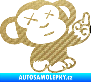 Samolepka Monkey Fuck Off JDM pravá 3D karbon zlatý