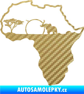 Samolepka Motiv Afrika 002 slon 3D karbon zlatý