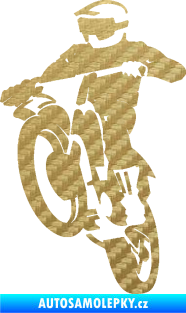 Samolepka Motokros 001 levá 3D karbon zlatý