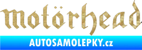Samolepka Motorhead rovný 3D karbon zlatý