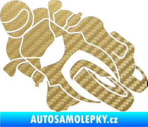 Samolepka Motorka 001 levá silniční motorky 3D karbon zlatý