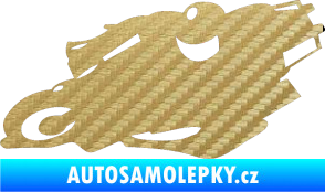 Samolepka Motorka 007 levá silniční motorky 3D karbon zlatý