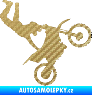 Samolepka Motorka 008 pravá motokros freestyle 3D karbon zlatý