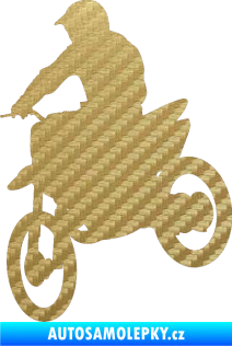 Samolepka Motorka 014 levá motokros 3D karbon zlatý