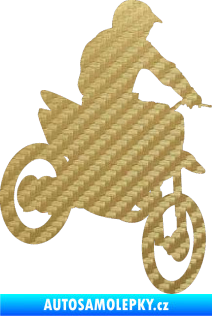 Samolepka Motorka 014 pravá motokros 3D karbon zlatý