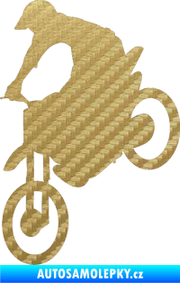 Samolepka Motorka 016 levá motokros 3D karbon zlatý