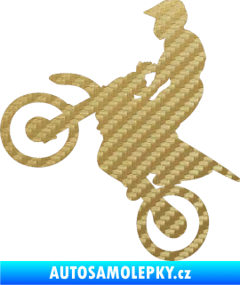 Samolepka Motorka 024 levá motokros 3D karbon zlatý