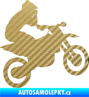 Samolepka Motorka 027 pravá motokros 3D karbon zlatý