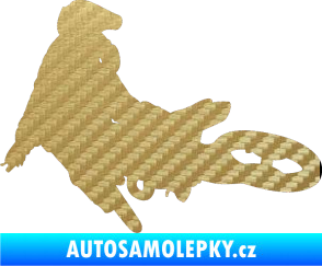 Samolepka Motorka 028 levá motokros 3D karbon zlatý