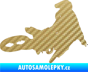Samolepka Motorka 028 pravá motokros 3D karbon zlatý