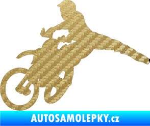 Samolepka Motorka 030 levá motokros 3D karbon zlatý