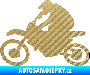 Samolepka Motorka 031 levá motokros 3D karbon zlatý