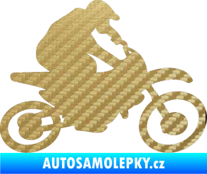 Samolepka Motorka 031 pravá motokros 3D karbon zlatý