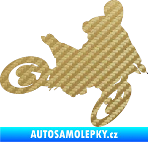 Samolepka Motorka 034 pravá motokros 3D karbon zlatý