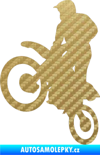 Samolepka Motorka 035 levá motokros 3D karbon zlatý