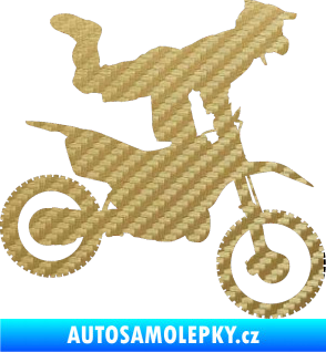 Samolepka Motorka 038 pravá motokros freestyle 3D karbon zlatý