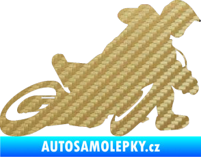 Samolepka Motorka 039 pravá motokros 3D karbon zlatý