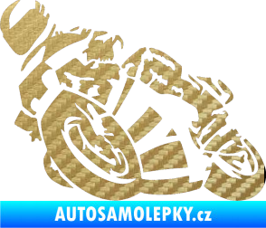 Samolepka Motorka 040 levá road racing 3D karbon zlatý
