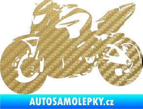 Samolepka Motorka 041 levá road racing 3D karbon zlatý