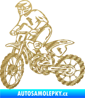 Samolepka Motorka 043 levá motokros 3D karbon zlatý