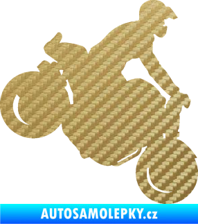 Samolepka Motorka 044 pravá motokros 3D karbon zlatý
