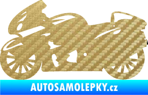 Samolepka Motorka 048 levá silniční 3D karbon zlatý