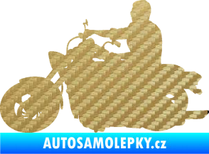 Samolepka Motorka 049 levá 3D karbon zlatý