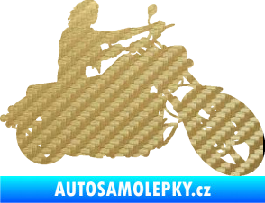 Samolepka Motorka 050 pravá 3D karbon zlatý