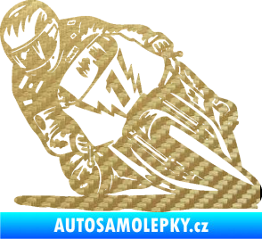 Samolepka Motorka 051 levá 3D karbon zlatý