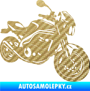 Samolepka Motorka 055 pravá 3D karbon zlatý
