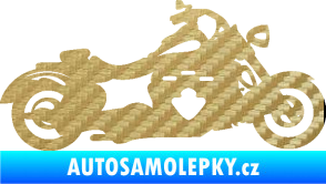 Samolepka Motorka 056 pravá 3D karbon zlatý