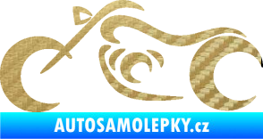 Samolepka Motorka 057 levá obrys 3D karbon zlatý