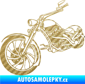Samolepka Motorka chopper 002 levá 3D karbon zlatý