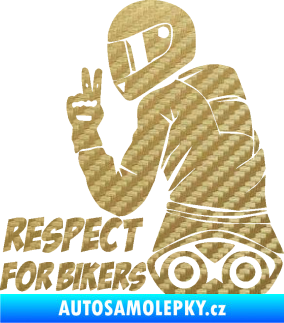Samolepka Motorkář 003 levá respect for bikers nápis 3D karbon zlatý