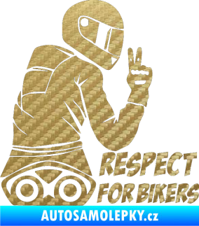 Samolepka Motorkář 003 pravá respect for bikers nápis 3D karbon zlatý
