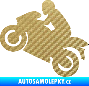 Samolepka Motorkář 007 levá 3D karbon zlatý