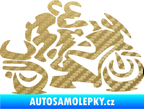 Samolepka Motorkář 009 pravá se spolujezdcem 3D karbon zlatý
